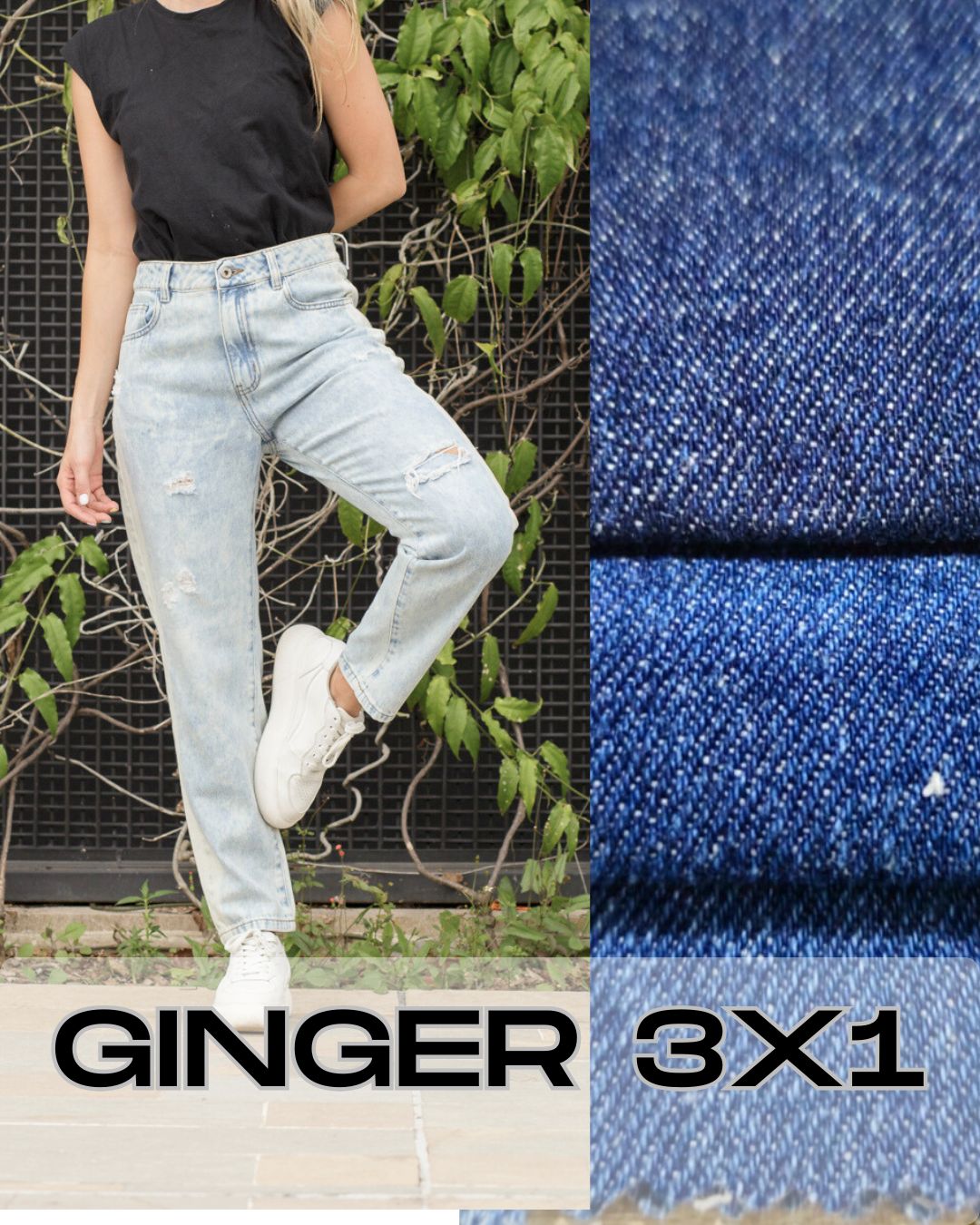 la tela denim rígida que eleva el diseño y la versatilidad de tus prendas: GINGER 3X1